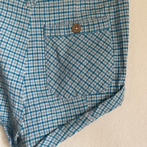 Free People Checked Out Plaid Micro Brief Style Retro Linen Blend Boho Shorts 4 - Picture 13 of 14